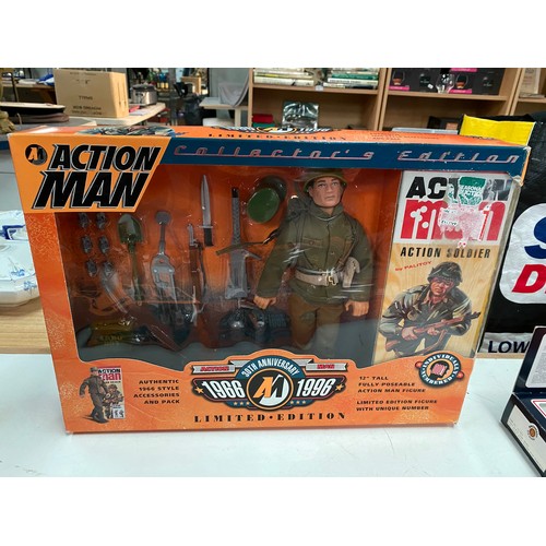 189 - 2 boxed Hasbro 27843 Action Man collectors edition Action Soldier by Palitoy, authentic 1966 style a... 