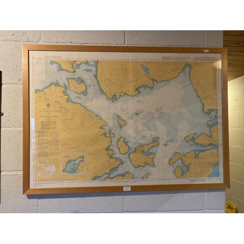 176 - Framed Scapa Flow & Approaches sea map 110x77cm