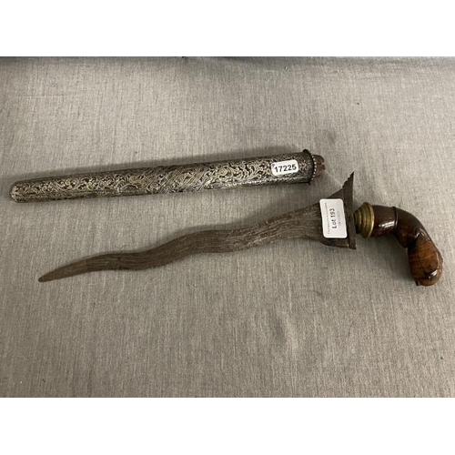 193 - Javanese Kris dagger (Sumatra) circa 1900 with local silver clad sheath