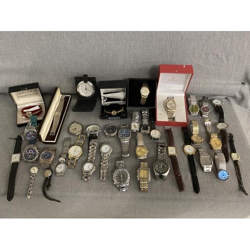 199 - Basket of watches inc. Pulsar, Rone, Gradus, Accurist, Sekonda, Citizen, Reflex, Citron etc. (Some s... 