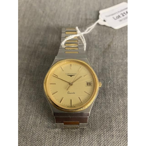 214 - 1980's Longines quartz date watch (20942147)