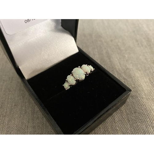 218 - Silver opal set ring (size O)