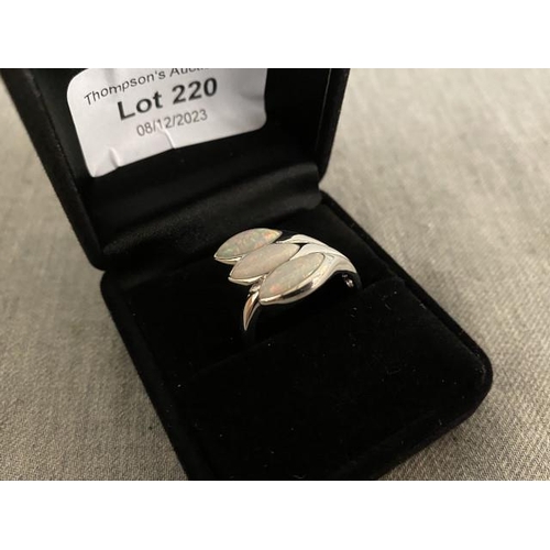 220 - Silver opal set ring (size S)