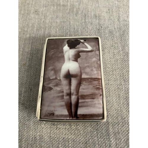 225 - Silver Victoriana style erotic trinket box 3.5x5cm