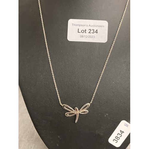 234 - Silver Dragonfly pendant on silver chain