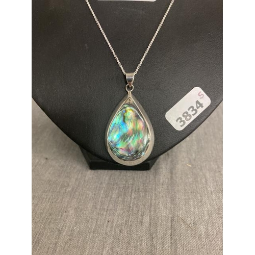 238 - Silver & Paua shell pendant on silver chain