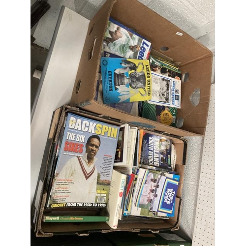 274 - 2 boxes of 1970's, 80's, 90's & 2000's cricket & football programmes, magazines etc.