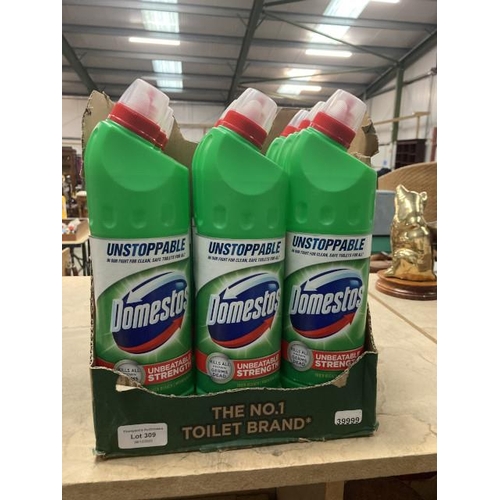 309 - 12 bottles of Domestos bleach 750ml each (NEW)