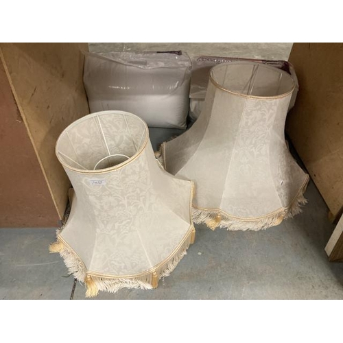 318 - 2 cream brocade lampshades (36 & 42 cm high)