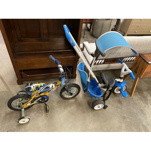 71 - Child's Mongoose bike and a Smoby Be Move blue trike