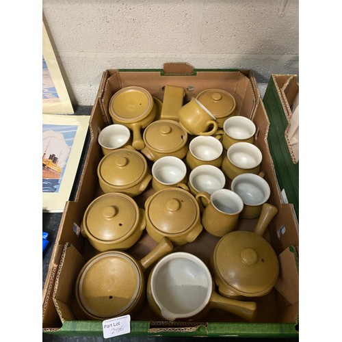 256 - 3 boxes of pottery inc. 6 pieces of Crown Devon 