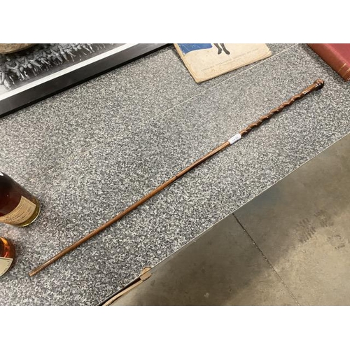 202 - Mahogany spiral walking stick 95H