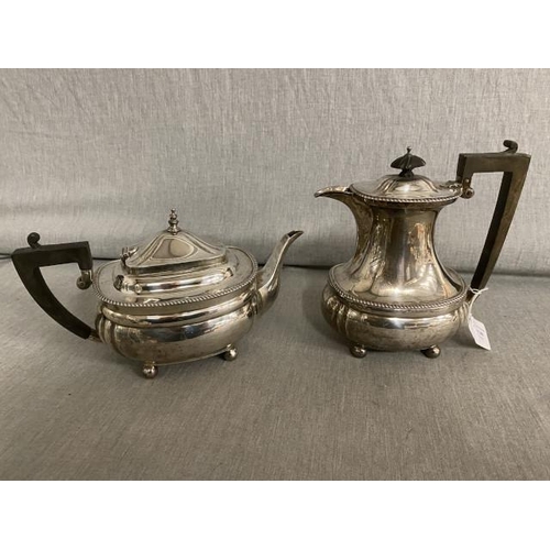 240 - Mappin & Webb Ltd, Birmingham silver tea & coffee pots (Teapot  571g, coffee pot 491g, teapot missin... 