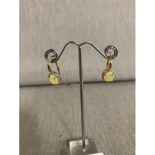 241 - Pair of 925 silver gilt simulated opal earrings