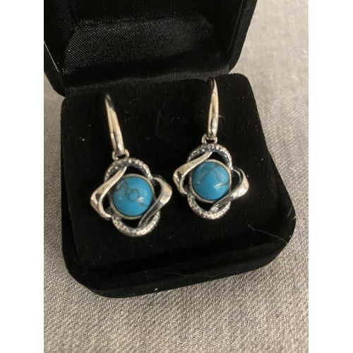 272 - Pair of silver & turquoise earrings