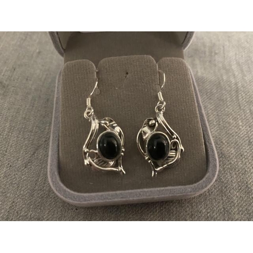 275 - Pair of silver & jet earrings