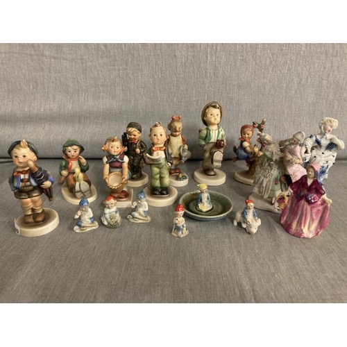 283 - 8 Hummel figurines, 6 Wade Leprechauns, Royal Doulton style figurine, German Meissen style classical... 