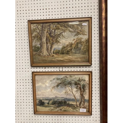 320 - Two framed late Victorian watercolours of Windsor Park 38x28cm