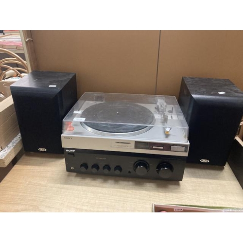 336 - Sony PS-LX311 turn table, Sony TA-FE230 stereo amplifier & pair of Eltax speakers