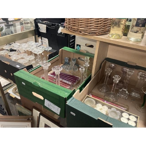 340 - 3 boxes of glassware inc. candlesticks & candles