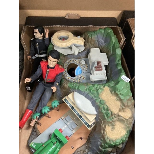 358 - Box containing 1992 Tracy Island & two 2001 Captain Scarlet figures