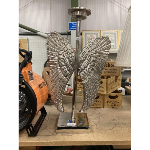 366 - Chrome angel wings candle stand 52H