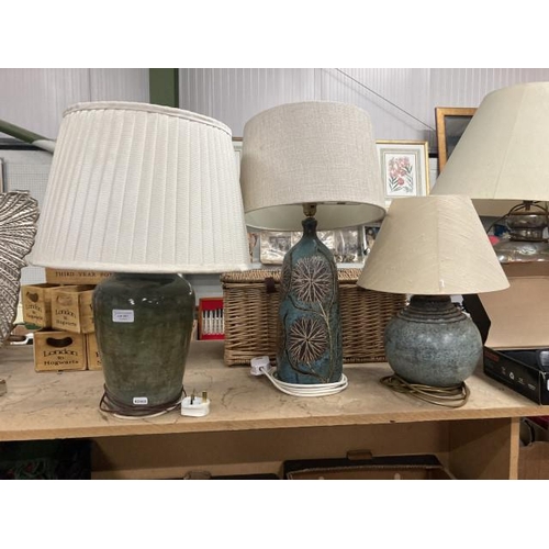 367 - 3 tables lamps inc. studio pottery