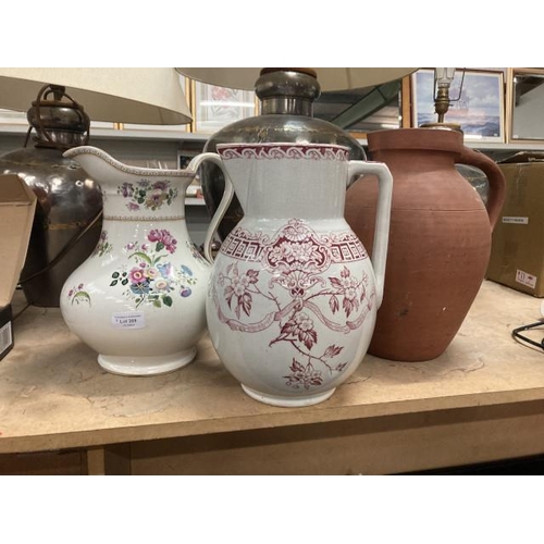 369 - 3 water jugs inc. Barun Ware, Whieldon Ware 'Mandalay' etc.