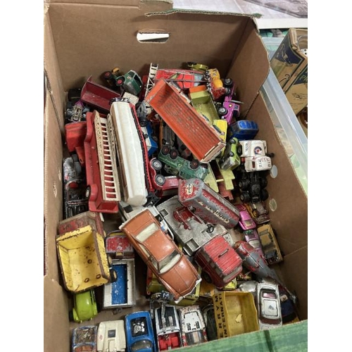 397 - Box of playworn vehicles including Corgi, Dinky, Lesney, Solido etc