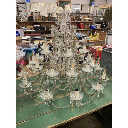 409 - Glass and acrylic 12 arm chandelier (as found)