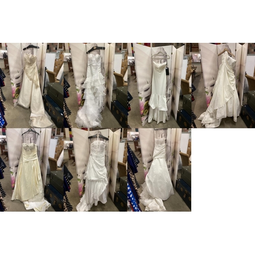 411 - 7 wedding gowns by Laurel Shannon sizes 8-10 (new with tags but may require cleaning) (rail not incl... 