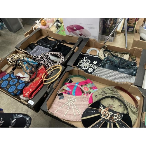 414 - 4 boxes of assorted bags/evening bags including Accessorize (some new with tags), Osprey (new with t... 