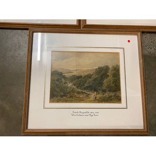 379 - 10 pictures inc. 3 framed Frank Reynolds 1876-1953 signed watercolours, two at 'Tunbridge Wells' & '... 