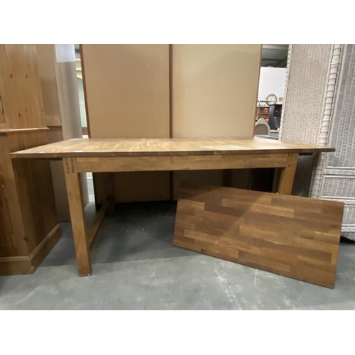 103 - Oak extending dining table with 1 leaf 75H 182W 100D - leaf 49W