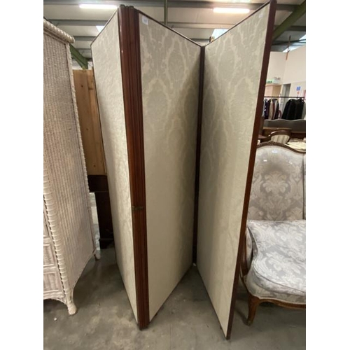 105 - Mahogany framed 3 fold dressing screen 170H 192W