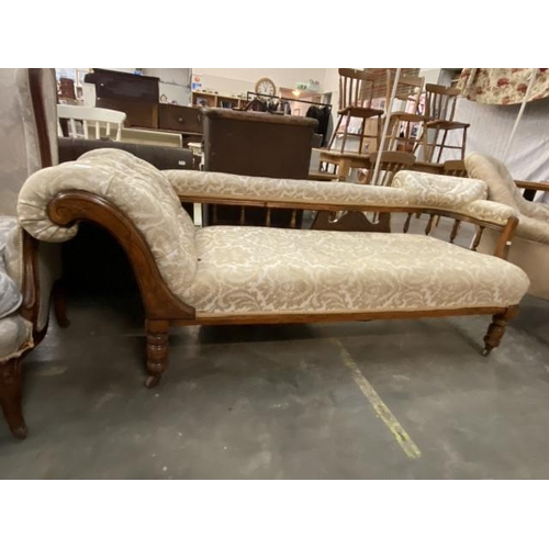 107 - Edwardian mahogany framed chaise longue 195W