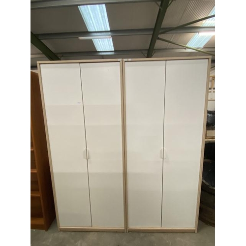 116 - 2 contemporary 2 door wardrobes with hanging rail to the interior 190H 80W 52D