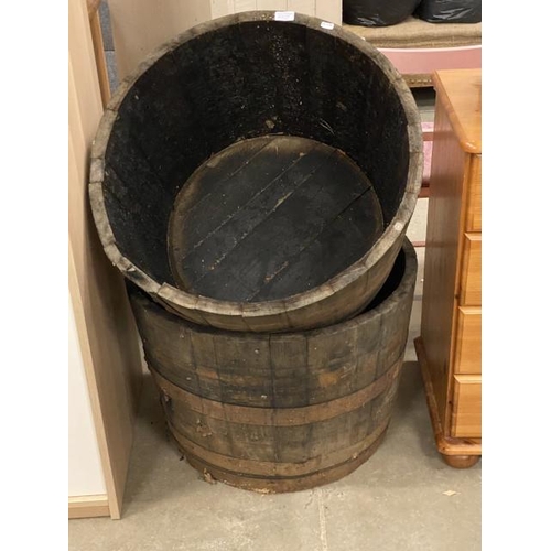 117 - 2 half barrel planters 43H x 64cm diameter