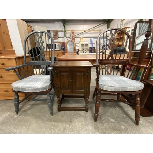 140 - 2 good quality Windsor chairs - one has been painted  64W with bespoke seat cushions and an Old Char... 