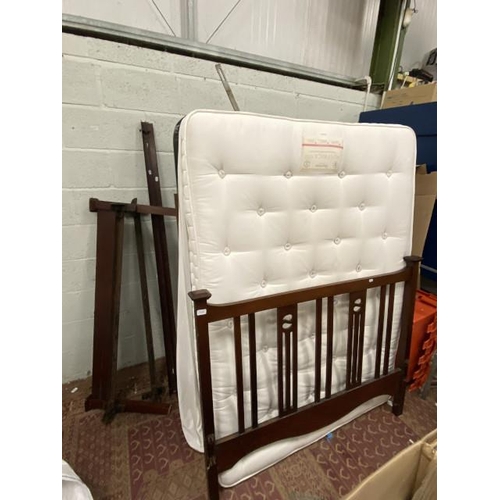 142 - Edwardian double mahogany bed frame with side irons and a Harrison Austwick 6700 mattress (frame as ... 