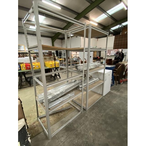 146 - 6 metal free standing shelving units (require wooden shelves) ex Laura Ashley 202H 90W 50D