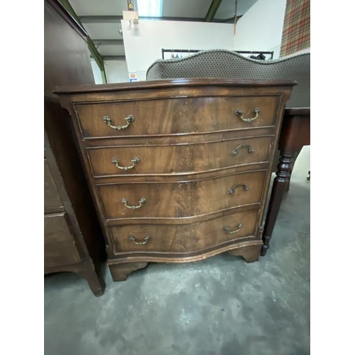 151 - Mahogany bow fronted 4 drawer chest 79H 70W 45D