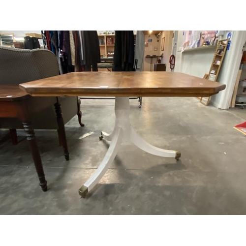 153 - Pine topped tripod table with painted base 76H 97W 106D