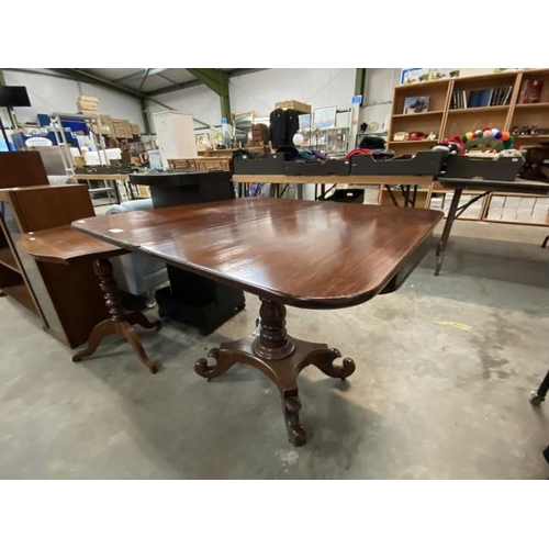 166 - Victorian mahogany fold over tea table 73H 91W 91D