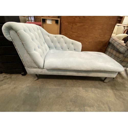 170 - Pale blue velvet modern chaise longue 135W