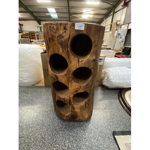 201 - Rack & Ruin, North Yorkshire reclaimed 6 bottle wooden wine rack 50H 30W 30D