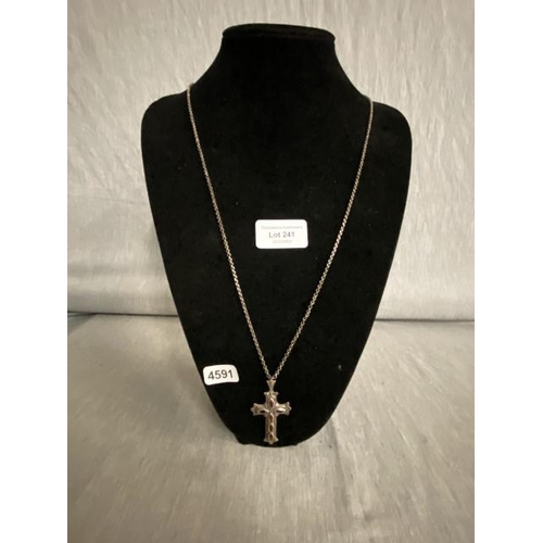 241 - 925 silver & citrine cross pendant on silver chain