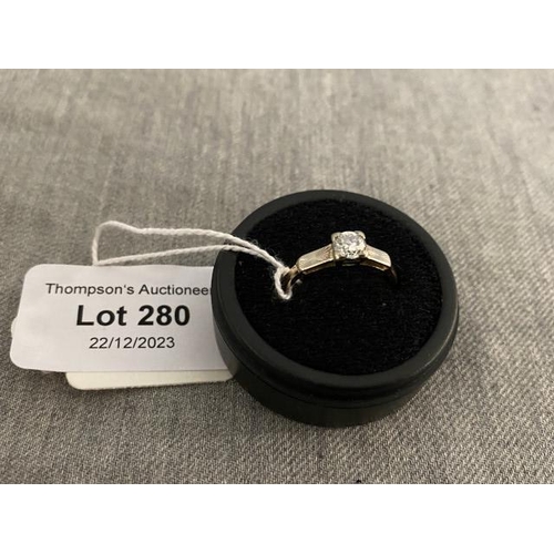 280 - 18ct gold diamond solitaire ring (approx. 0.5 carat, size N)