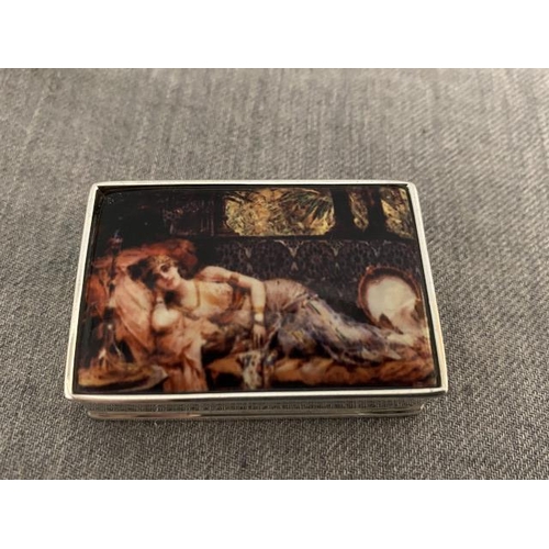 281 - Silver erotic trinket/ pill box 3x5cm