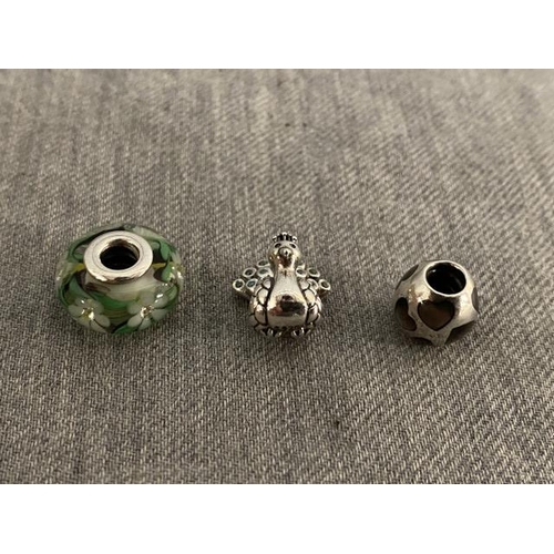 302 - 3 Pandora charms inc. CZ Peacock charm